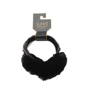 Surell Women's Faux Fur Rhinestone Ear Muffs Black One Size